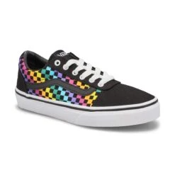 Vans Girls' Ward Rainbow Checkered Sneaker
